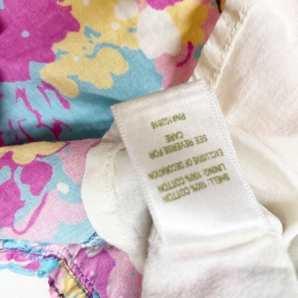 Garnet Hill Bird Print Wrap Neck Long Sleeved Dress Girls 2 Blue Pink Yellow - Picture 7 of 8